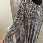Old Navy Long Sleeve Stretchy Midi Dress Leopard Animal Print Black White L Photo 2