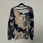 The Comfy BiBi Navy Blue Tan White Tie Dye Waffle Knit Long Sleeve Top Size L Photo 6