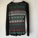 Be Vocal Shirt Womens Small Long Sleeve Cross Pattern Pearl Stud Western Grunge Black Photo 6