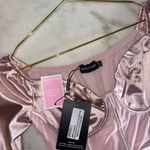 Pretty Little Thing  Dusty Pink Bardot Satin Mesh Insert Ruched Bodycon Mini Dress Photo 11