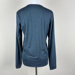 Quince  Flowknit Breeze Long Sleeve Top Women XS Navy Thumbholes Stretch Active Photo 3