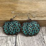 New Turquoise/Brown Festive Pumpkin Dangle Earring Halloween Thanksgiving Fall Blue Photo 0