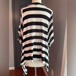 Chico's Chico’s Plus Black & White Striped Flowy Cotton Beach Cardigan Photo 3