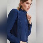 Anthropologie Pilcro  Anita Denim Jacket Cropped Stretchy Knit Photo 3