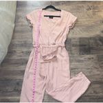 Abercrombie & Fitch  Womens Jumpsuit Pink V-Neck Short Sleeve Belted Casual Photo 2