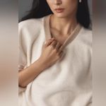 Maeve Anthropologie  Cozy Ringer Sweater Top IVORY Photo 1