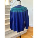 Vineyard Vines  Cobalt Blue & Kelly Green Fair Isle Wool Long Sleeve Sweater Photo 2