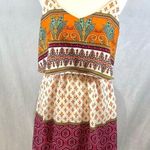 Pink Owl ivory orange and pink layered boho dress size small Photo 0