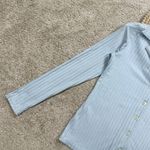 Banana Republic  Women’s Ribbed Resort Shirt Collared Longsleeve in Tide Blue S Photo 5