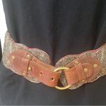 Glass Beaded Belt with leather accent buckle, Sz XS/S Photo 4
