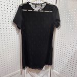 Black Sheer Heart Burnout Mesh Top Short Sleeve Lace Trim Tunic Lingerie Nighty Size M Photo 1