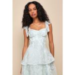 Lulus NWT  Glamorous Sweetie Sage Burnout Tie-Strap Bustier Midi Dress Gala L Photo 5