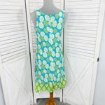 Vintage Loco Lindo Y2K Multi Print Scarf Hem Slip Dress Teal White Green Small Blue Photo 3
