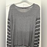 Hazel Women's Size XL Charcoal Grey Striped Waffle Knit Lightweight Sweater Top Gray Photo 10