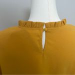 Savanna Jane Top Puff Short Sleeves High Neck Ruffle Work Career Mustard Yellow Size L Photo 7