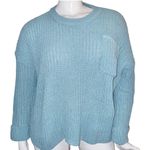 Aaron and Amber Aqua Chunky Chenille Knit Oversized Sweater Photo 0