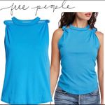 Free People  Side Knot Tie Knit Tank Blue Size XS Photo 2