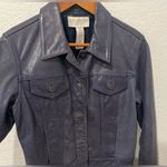 Liz Claiborne Vintage Liz Clairborne Lizwear Petite 100% Leather Purple Jacket Medium Petite Photo 8