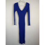 Hera Collection Women’s Royal Blue Ribbed Knit Long Sleeve Midi Dress Size M Size M Photo 4