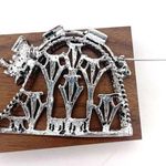 Vintage Roller Coaster Amusement Park Train Tracks Railroad Pin Brooch Silver Photo 3