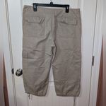 Allen Allen  Cotton Drawstring Capri Women's Large Grey/Tan Khaki Photo 1