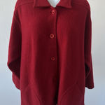 Coldwater Creek  Women's 100% WOOL Red Sweater Cardigan Jacket, Sz XL (b50) Photo 0