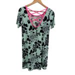 Now N Forever Floral Criss Cross Back Dress Mint Black Pink S Travel Boho Chic Photo 4