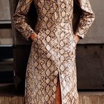 ZARA NEW Faux Leather Snake Print Slit Long Skirt Photo 0