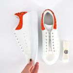 Alexander McQueen NEW Oversized Sneakers Sequin Beads White Red Leather Size 37 Photo 3