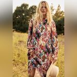 Anthropologie  Shara Pleated Patchwork Midi Dress Floral, Boho, Long Sleeve D4 Photo 2