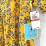CeCe Yellow Flowy Floral Print Babydoll Dress Photo 4