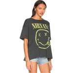 Free People Daydreamer Vintage Black Yellow Nirvana Smiley Oversized T-Shirt Photo 7