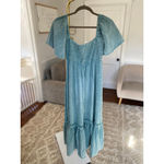 Smocked Cotton Gauze Maxi Dress Easel LA Blue Teal Boho Cottagecore Romantic M Size M Photo 2