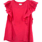 J. Crew size medium pink short sleeve blouse top‎ shirt eyelet sleeves Photo 0