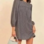 Reformation Jeans Celina Grid Deadstock Flannel Miniskirt Mini Tunic Dress Sz M Blue Size M Photo 1