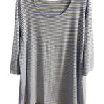 J Jill Luxe Supima A line tunic top crewneck striped baby blue Large Photo 0