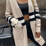 Goodnight Macaroon ‘Estrella' Stripe Colorblock Cardigan in Cream White Photo 1