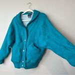 Vtg varsity Bomber Jacket 80s Blue Wool Preppy Colorful Retro sporty bright cute Size M Photo 3