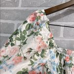 Simplee Floral slash neck long sleeve ruffle print summer dress beach size Med Green Photo 7