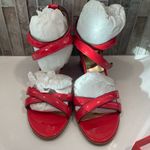 Coach Coretta Patent Hibiscus Peach Wedge Ankle Strap Sandal size 9 Photo 1