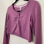 Matilda Jane Pink Mauve Long Sleeve Crop Top Ruched Cotton Spandex~ Size XS Photo 2