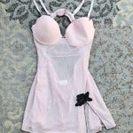 Fashion Bug Sheer Chemise Polka Dot Pink Black XL Photo 0