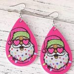 Handmade Pink absolutely adorable Santa with glasses earrings Photo 0