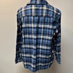 CHAPS  Navy Plaid Flannel Top Women Quarter-Zip Pullover Long Sleeve 1/2 Zip Warm Photo 2