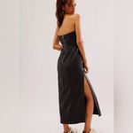 Free People Mira Strapless Corset Faux Vegan Leather Midi Dress Black Size 6 Photo 2