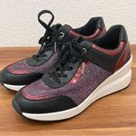 Michael Kors MICHAEL Georgie Trainer Wedge Sneakers Glitter Black/Red Size 7.5M Photo 0