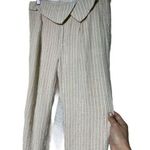 Nectar Clothing Beige Striped High-Waisted Linen-Blend Lagenlook Pants Size L Photo 0