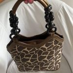 Bueno  of California giraffe print wooden beaded handles purse bag satchel Photo 2
