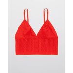 Aerie  Cable Lace Longline Bralette Holiday Red Medium Photo 5