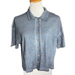 Free People NWT Womens Weekend Rush Button Down Soft Knit Cropped Top Shirt Sz M Photo 2